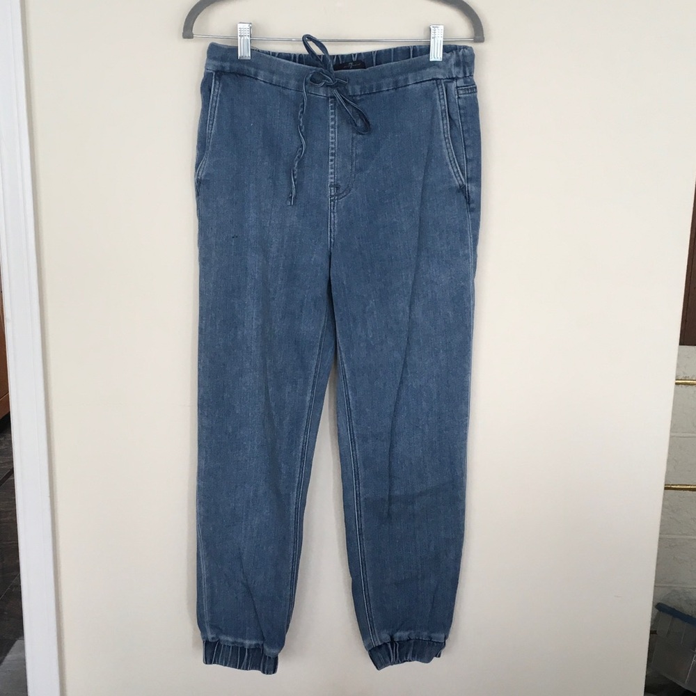 7FAM Casual Blue Denim Jogger Pants